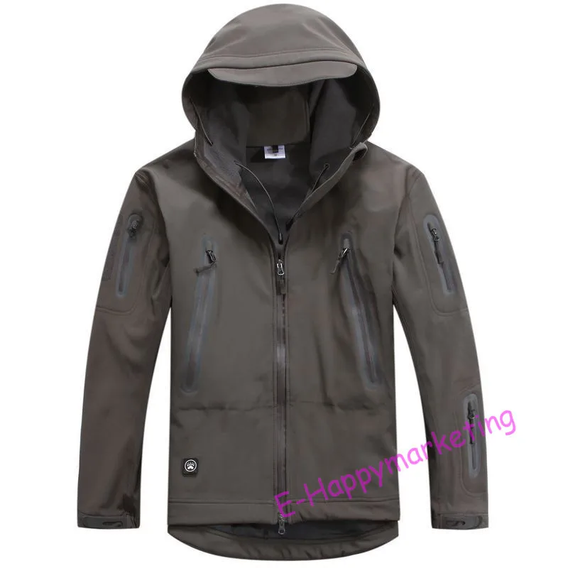 Модернизированная Спортивная флисовая тактическая куртка TAD V5.0, Мужская камуфляжная водонепроницаемая охотничья куртка, ветровка, армейское пальто с капюшоном - Цвет: Gray