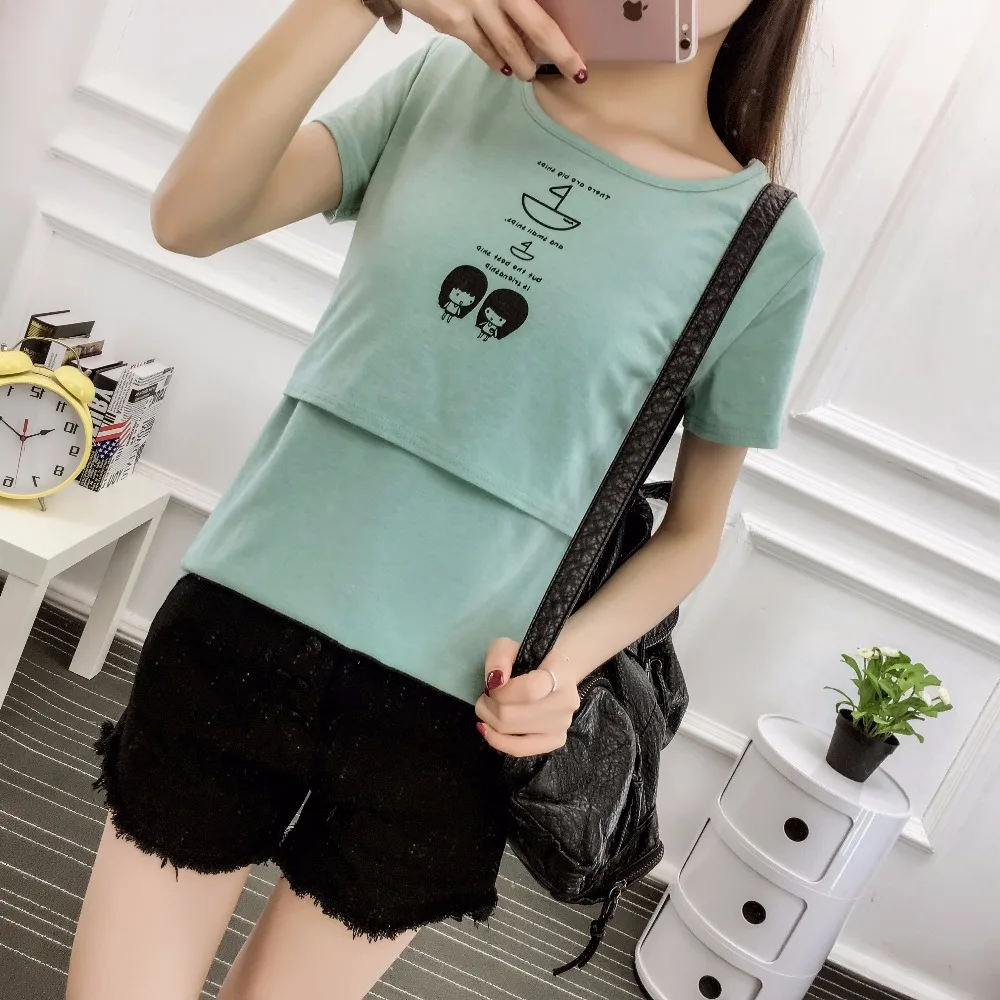 9007# Summer Maternity Nursing T-shirt Breastfeeding Tees Clothes for Pregnant Women Cartoon Print Cotton Pregnancy T Shirt Tops 9007# Summer Maternity Nursing T-shirt Breastfeeding Tees Clothes for Pregnant Women Cartoon Print Cotton Pregnancy T Shirt Tops