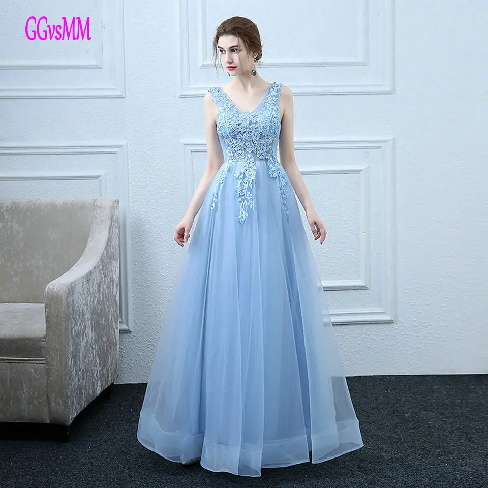 Fast Shipping Sky Blue Prom  Dresses  Long 2019 New Cheap  