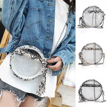 Змеиная кожа женская летняя ПВХ Ясный Прозрачный Голограмма сумка милые круглые сумки мини маленькие сумки-мессенджеры дамская сумочка цепочка Bolsa