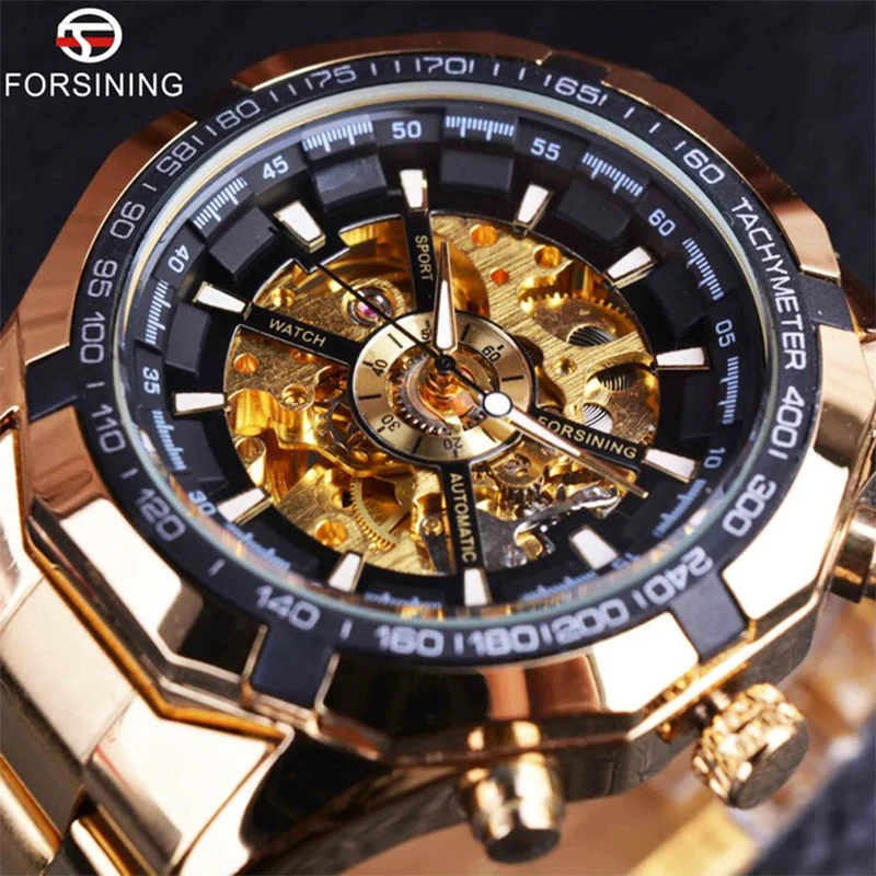 Forsining Mens Watches Top Brand Luxury Golden font b Men b font Automatic Skeleton Watch Mens