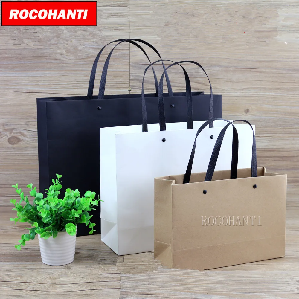 100Pcs Custom Rivets Paper Bags Customized Gift Clothing Shopping Bag Customized Printed Logo ...