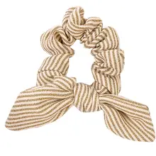 Корейский сладкий девушка минималистичный полосатый Хвостик Держатель милые кроличьи уши бант студенческий ретро большой Intestine волосы веревка резинки