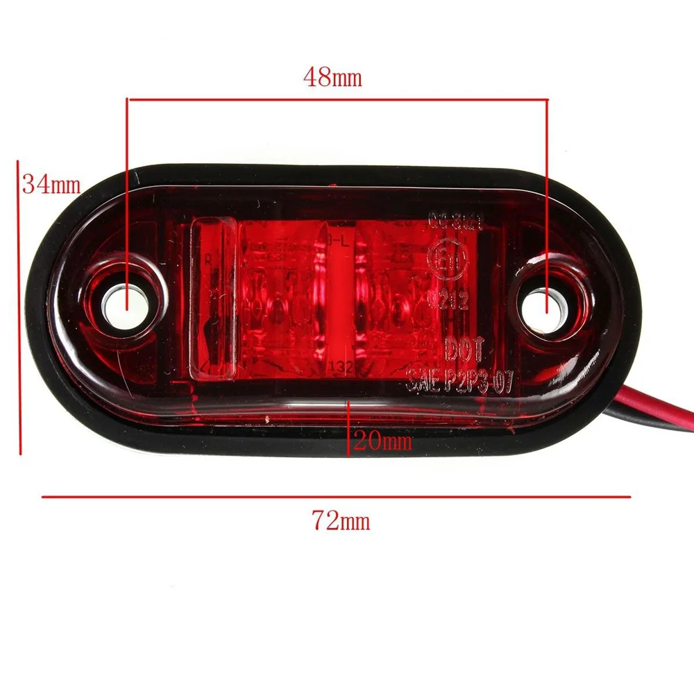 

2pcs 12~24V LED Turning Signal Lights Side Light for Truck Red