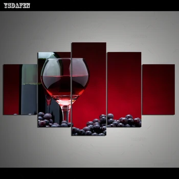 

Op de muur HD print olieverf modulaire foto Wine Glass poster kind room decor woondecoratie 5 stks canvas art z081