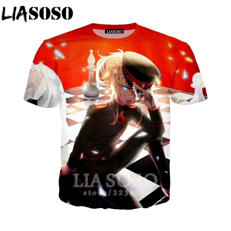 

LIASOSO Summer Men Women Sweatshirt 3D Print Anime Youjo Senki Saga of Tanya the Evil T Shirt Short Sleeve Top Pullover B086-02