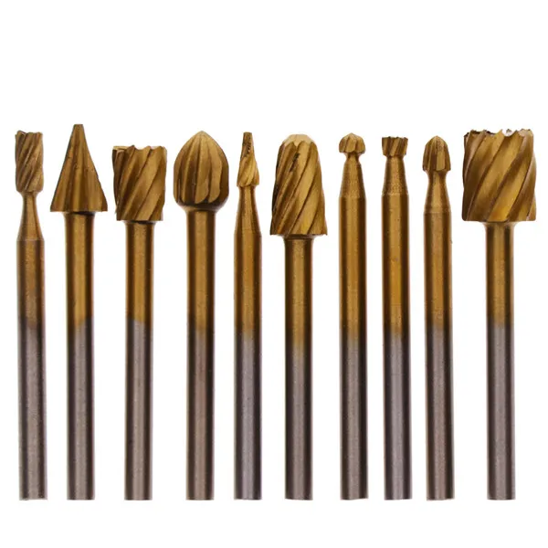 10pcs Carbide Burrs Drill Bit Set Rotary Burr Micro Drill Bits for
