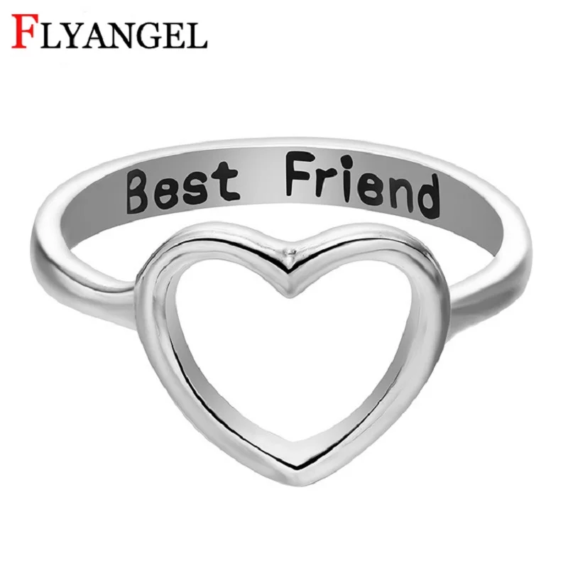

High Quality Best Friend Heart Shape Women Charm Finger Ring Anel Feminino Friendship Eternal Forever Best Gifts for Friends