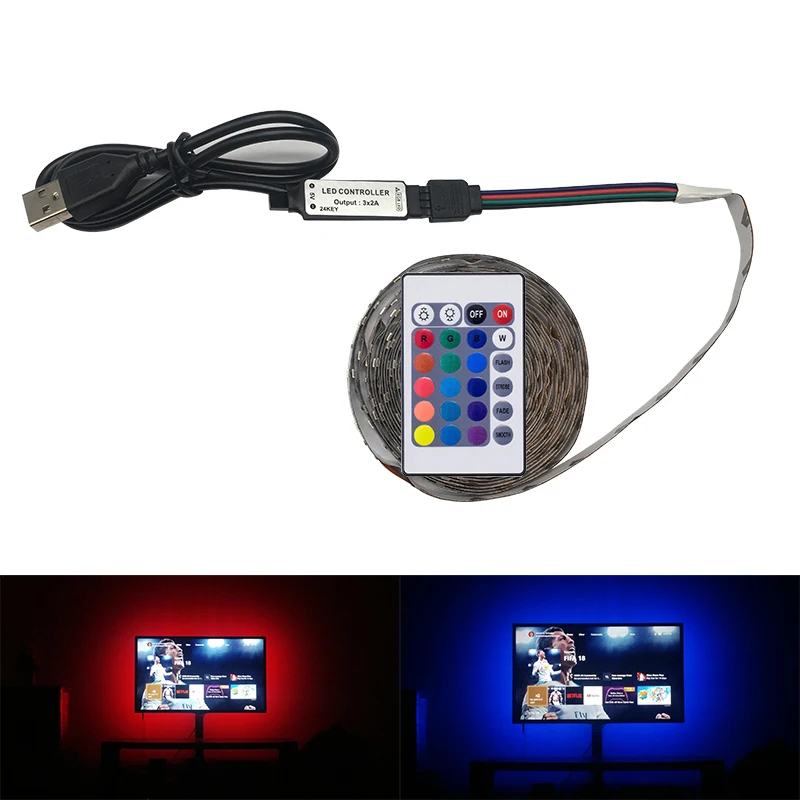 

TV LED Strip light USB Powered DC 5V/6V 2835 RGB/White/Warm White Tape RGB LED Lamp 1M 2M 3M 4M 5M TV Background Lighting