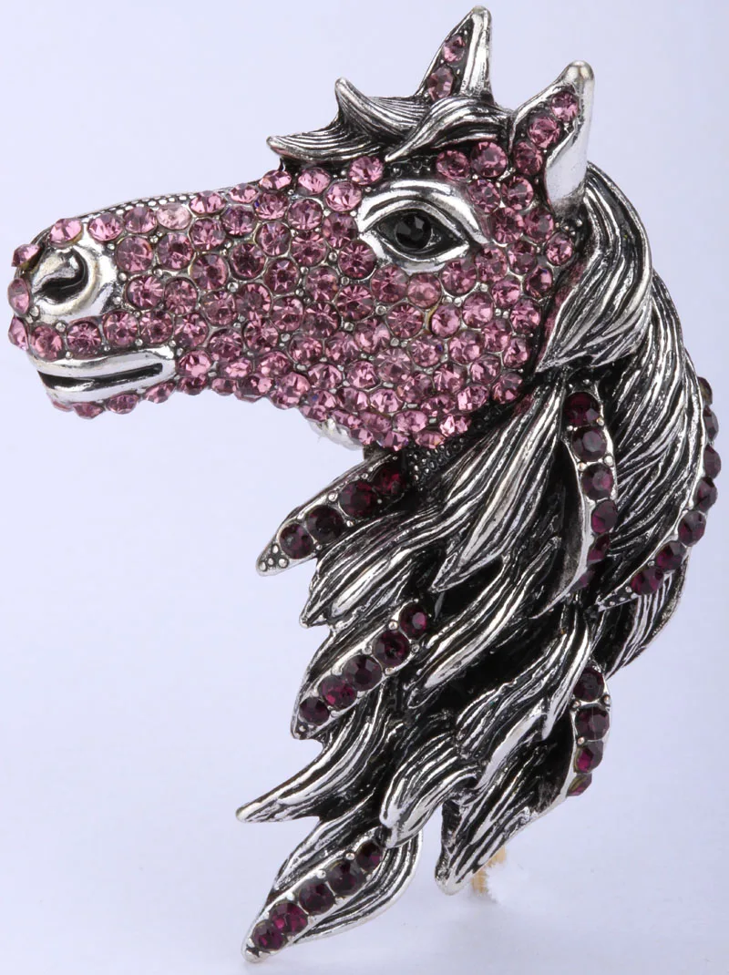 Кольцо с лошадью для женщин, античное золото, серебро, цвет, ювелирные изделия с животными, подарки с кристаллами,, Прямая поставка - Цвет основного камня: Фиолетовый