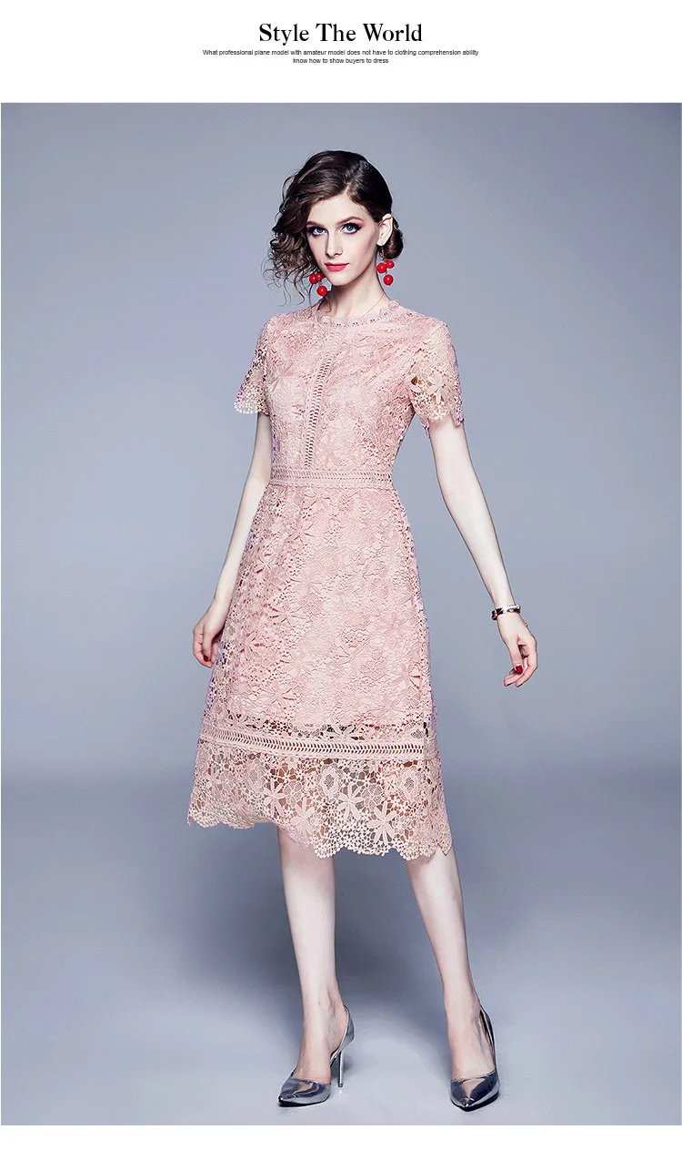 Европейская станция, высококлассное женское летнее платье, новое водорастворимое кружевное ажурное платье с вышитыми цветами