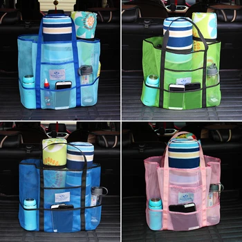 

Beach Bags Handbags For Women Large Travel Mesh Transparent Beach Bag With Pockets Cosmetics Bag Travel Organizer Makeup Holder