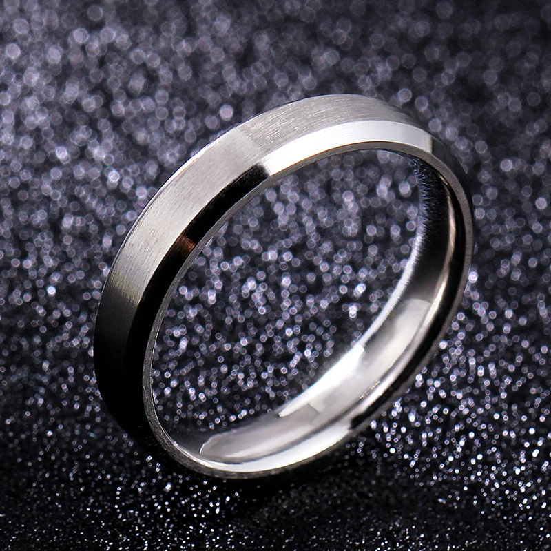 

4mm Dull Polish Silver Color Titanium Ring For Men and Women