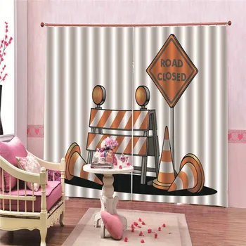 

Roadblock Photo Printing Blackout Curtains Living Room or hotel Drapes Cortians Sunshade Window Curtain 3D Curtains