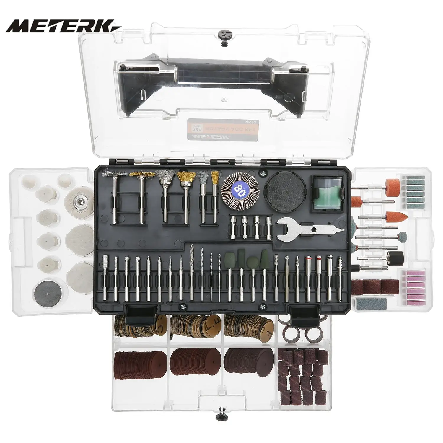 

Meterk 349pcs Rotary Tool Accessories for Dremel Bit Set Engraver Abrasive Tools Accessories Sanding Engraving Polishing