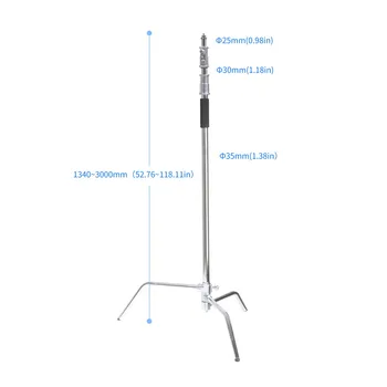 

Stainless Steel Multi-function Photography Studio Heavy Lighting Century C Stand with Folding Legs Grip Head Kit Chrome