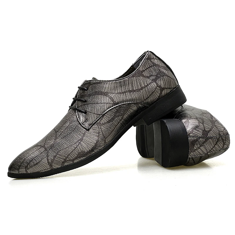 fashion snake skin men leather dress shoes cool designer evening party male footwear italian wedding brogue oxford shoes for men (39)
