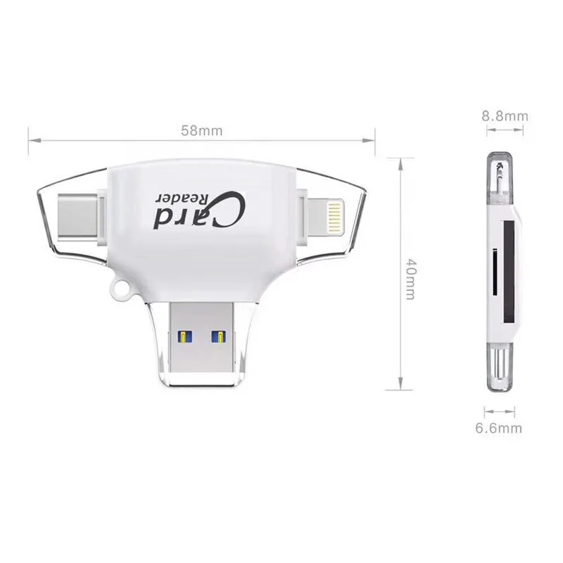 Мини Все в 1 Тип C Micro SD Card Reader считыватель SD карт OTG USB флэш накопитель для iPhone/ipad/PC/Android