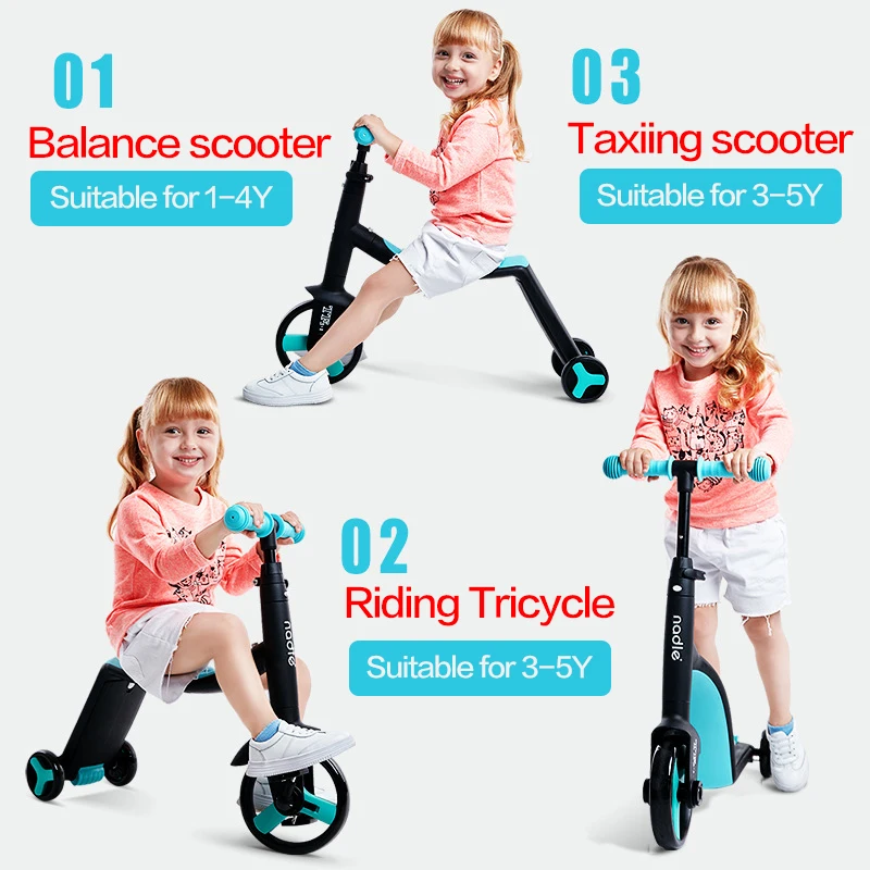 

3 In 1 Baby Walker Children Tricycle Triad Baby Scooter Bike Ride on Toys Baby Bike Three Wheeled Stroller Balance Scooter