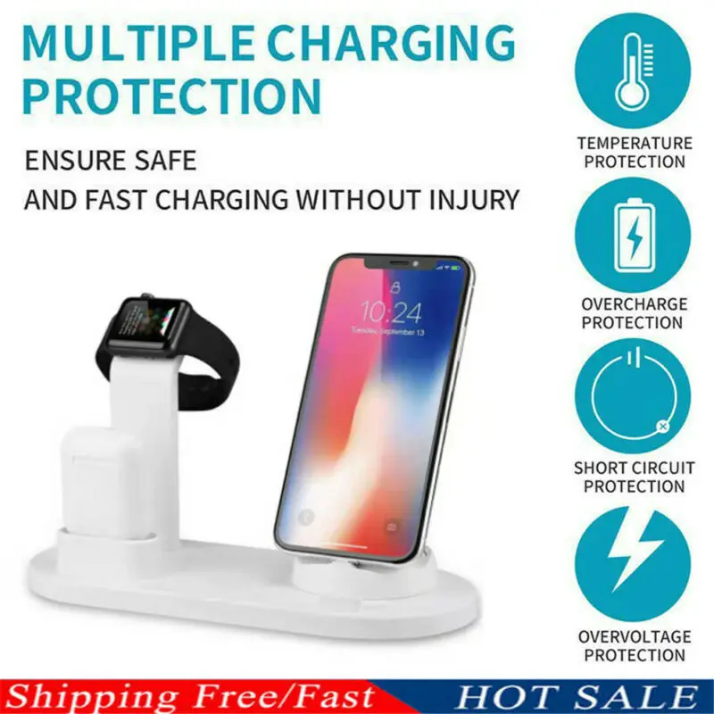 

3in1 Qi Wireless Charging Pad Fast Charger For iPhone Xs Max/Apple Watch/Airpods