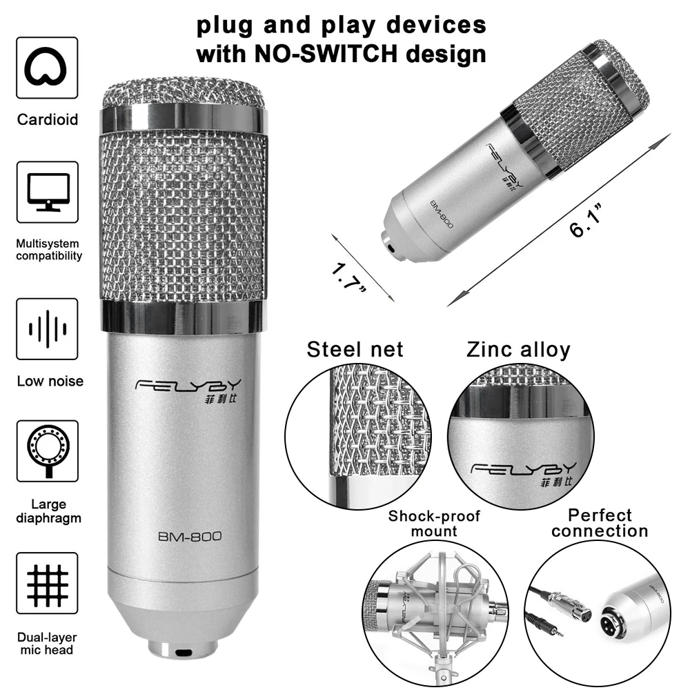 FELYBY bm 800 Professional Condenser Microphone