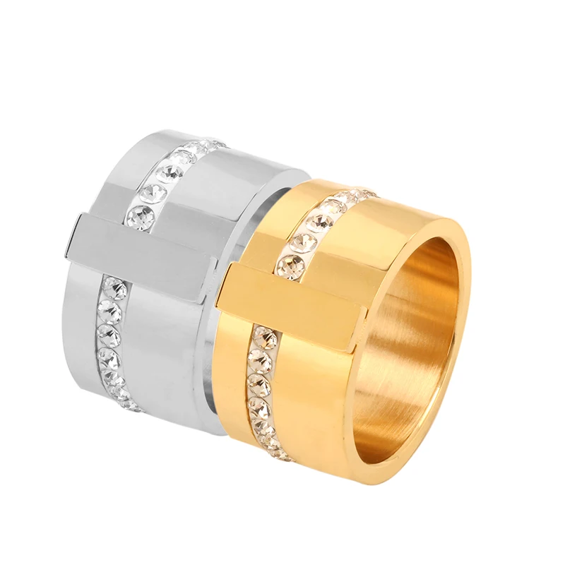 Роскошные однорядные широкие кольца из кубического циркония для женщин, серебряное женское кольцо из нержавеющей стали, обручальные кольца для женщин