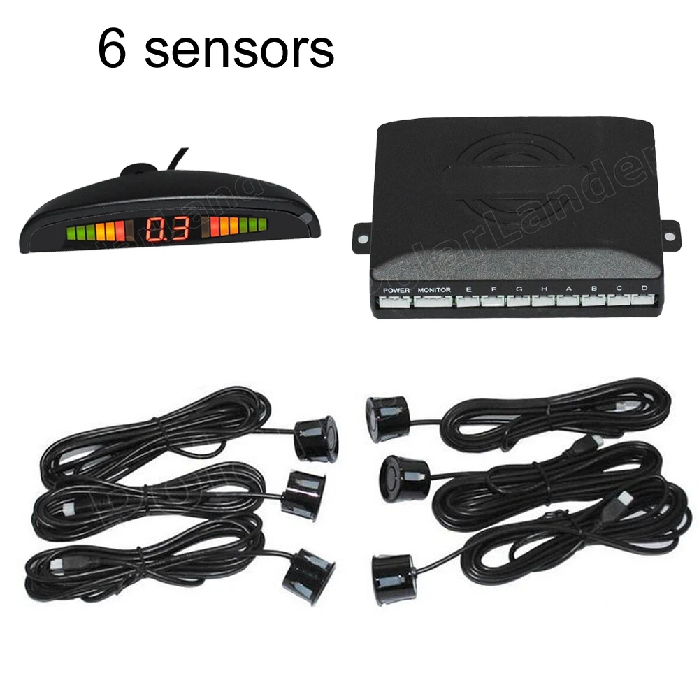 6 Sensors Car Parking Sensor 44 colors for option Kit Reverse Backup Radar monitor Detector