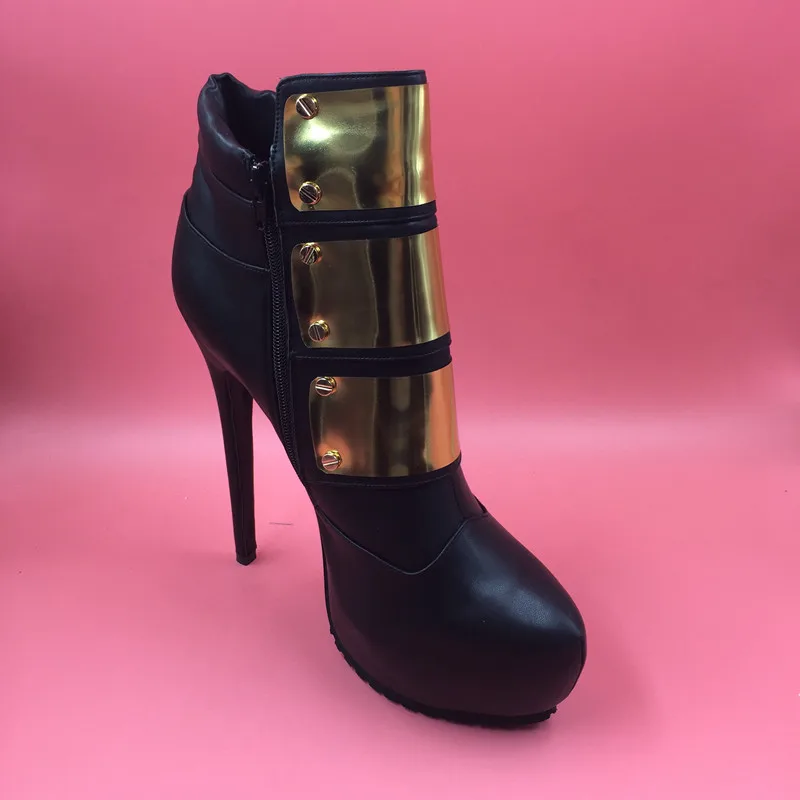 Ботильоны черного цвета для женщин ботинки на платформе с пряжкой стилеты на высоком каблуке осенние сапоги на каблуках настоящая фотография модная обувь Botas Mujer Китай