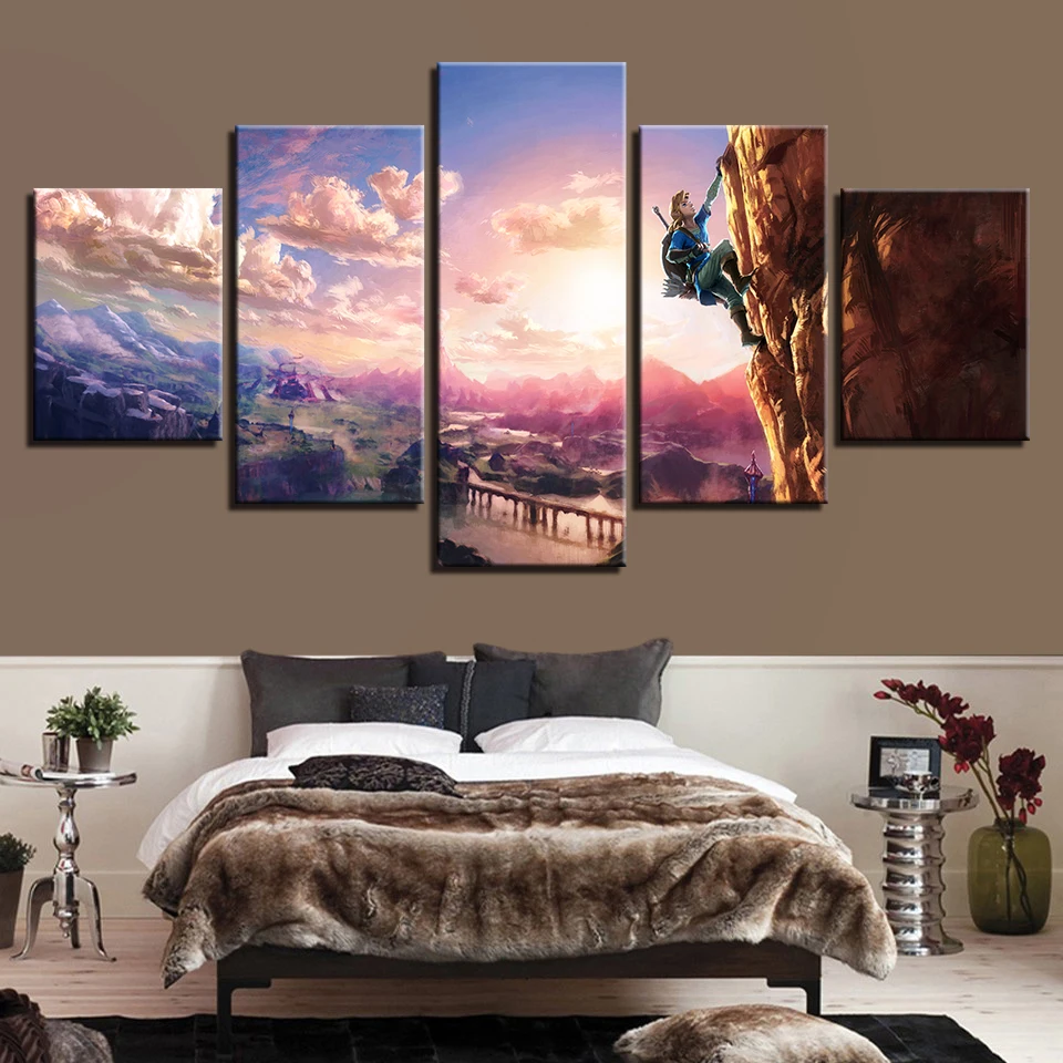 

Home Decor Canvas Abstract Wall Art Framework 5 Panel Game Legend Of Zelda Breath Of The Wind Paintings Modern Modular Pictures