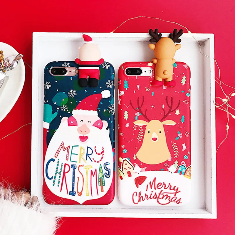 Для IphoneXS/XR/6/8 плюс DIY ТПУ мультяшный олень Merry Рождественский подарок прекрасный