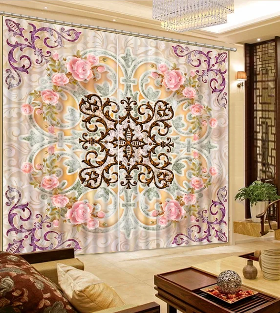 Us 6987 49 Di Scontotende Per Camera Da Letto Europeo 3d Rosa Modello Di Lusso Blackout Tenda Di Finestra Della Decorazione Tende Cortinas In