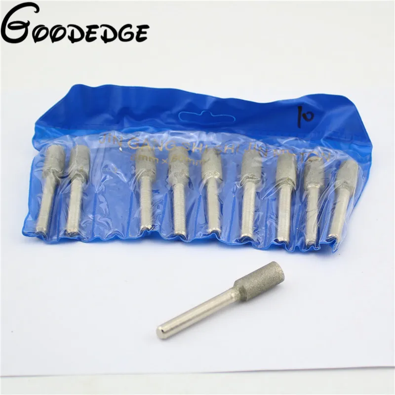 10Pcs CYLINDER 10mm 3/8" inch Diamond coated Rotary Points die grinder
