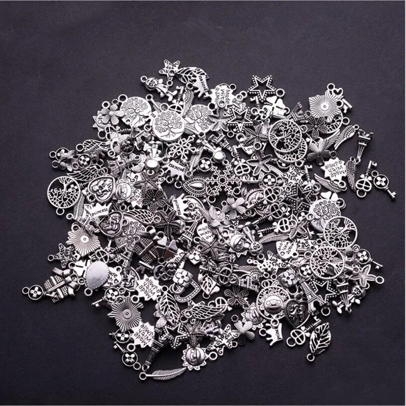 

30pcs Mixed Tibetan Silver Tone Crown Key Animal Charm Pendants for Bracelet Necklace Jewelry Accessories Diy Jewelry Making
