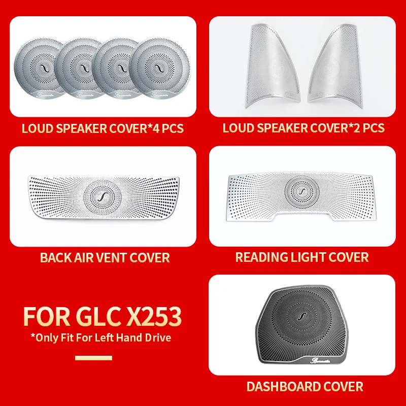 

car styling Car door Audio loud Speaker Reading Light Trim Cover Stickers For Mercedes Benz GLC260 200 300 X253 car accessories