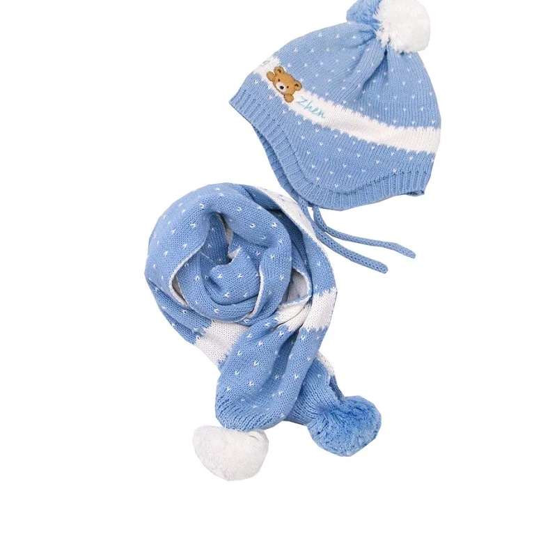 

2pcs/set Girls Boys Hats Scarf Set Cute Children Kids Baby Winter Caps Bonnet Enfant Baby Muts KF274