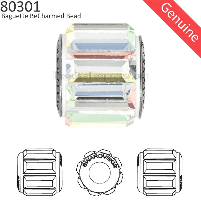 (1 шт.) 100% оригинальный Кристалл от Swarovski 80301 багет Becharmed & Pave beads подходит для брендовых браслетов и ювелирных