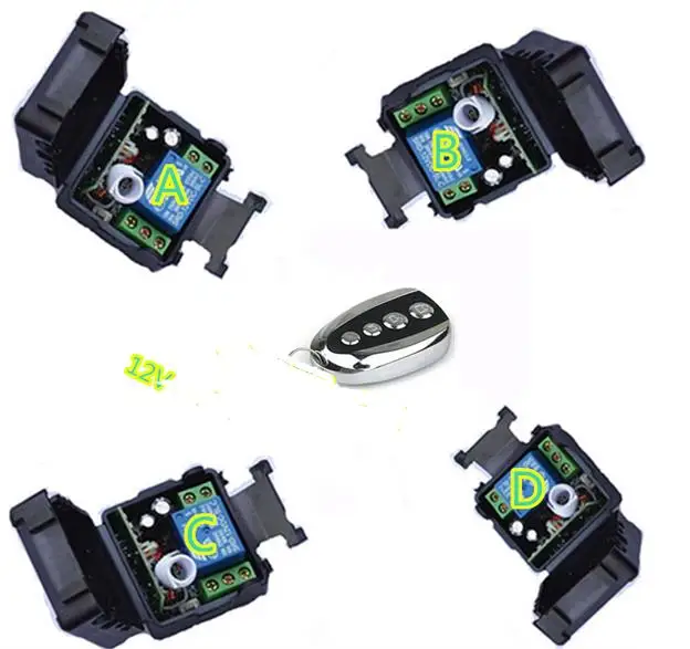 

NEW 315MHz 433MHz DC 12V 10A 1 Channel Wireless Remote Control Switch Smart Home System 4 receiver with 1 transmitter