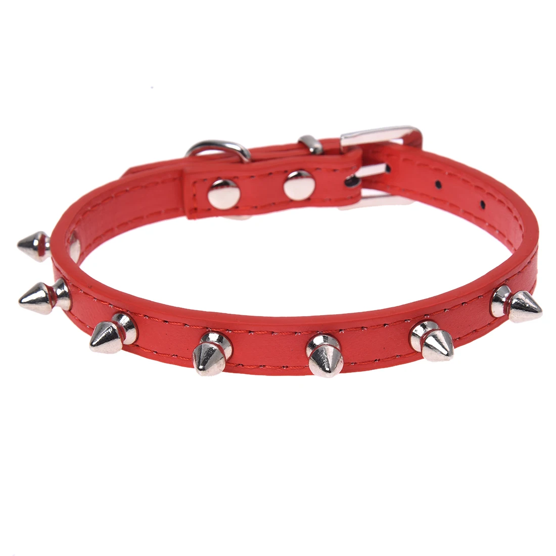 SYNTHETIC LEATHER RED COLLAR WITH STUDS FOR DOGS SIZE Sin Cat Collars & Leads from Home