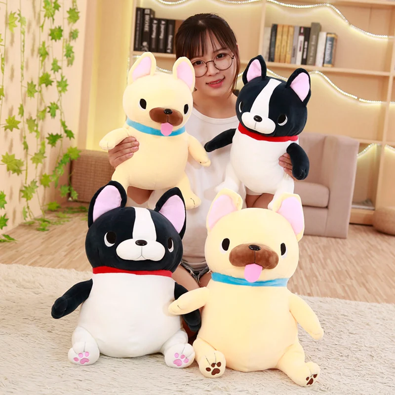 

French bulldog Sitting Plush Toy Squishy Soft Dog Doll White Beige Cuddly Pets Doggy Toy Kids Boys Girls Gift 45/55cm