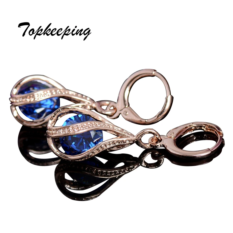 

aa Hollow Pendientes Fashion New Women/Girl's A Gold Filled White CZ Stone Dangle Earrings Gift Jewelry