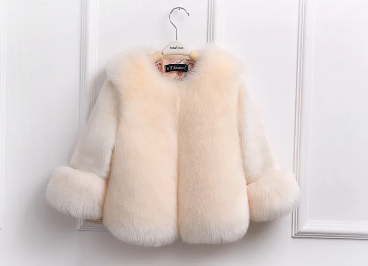 Зимние детские пальто с искусственным мехом толстые теплые меховые куртки в стиле пэчворк для мальчиков и девочек, парки детская одежда с длинными рукавами верхняя одежда Y06 - Цвет: creamy-white