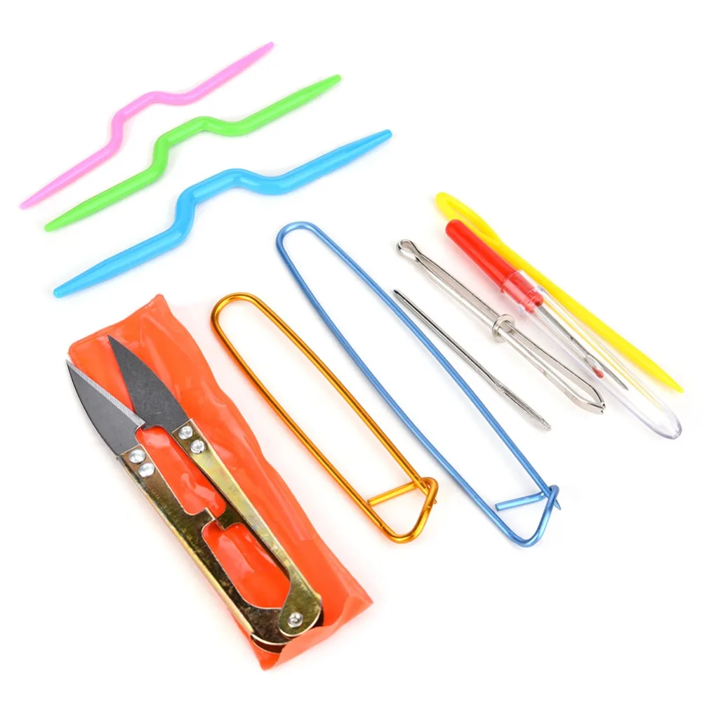 120PCS 10-color Mark Buckle Small Plastic Buckle Knitting Tools Set Craft Sewing Collection with White Carrying Case