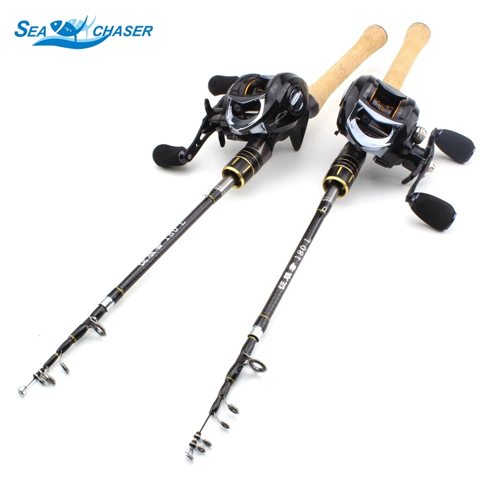 

1.8M Carbon Casting Rod and Casting Reels set ul power Ultra light telescopic fishing rod Travel Rod Fishing Tackle combination