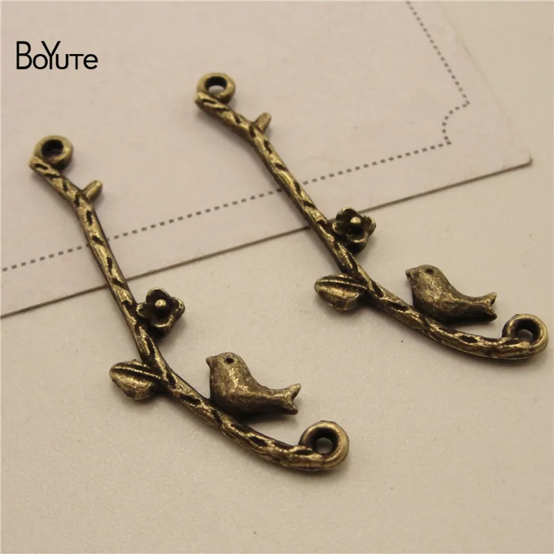 BoYuTe (100 PiecesLot) Metal Alloy Bird Twig Connector Pendant Charms Vintage Diy Hand Made Jewelry Accessories Wholesale (7)