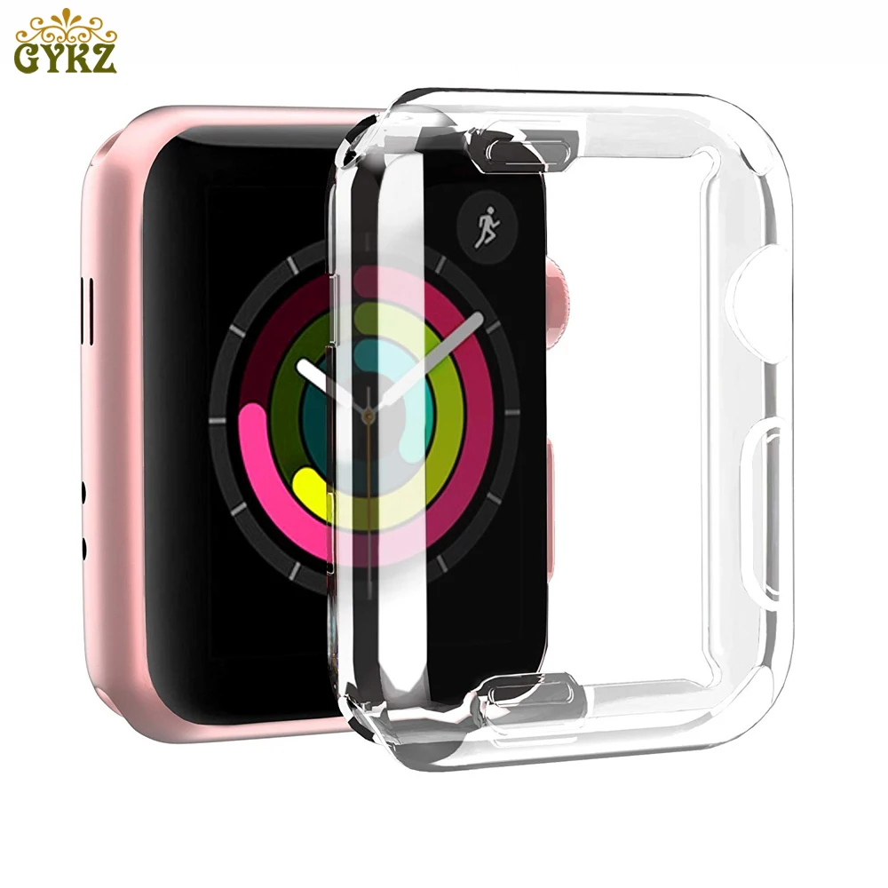 

For Apple Watch 4 3 2 1 38MM 42MM 40MM 44MM 360 Built In Clear TPU Screen Protector Cover Full Case For Iwatch 4 3 2 Slim Cover