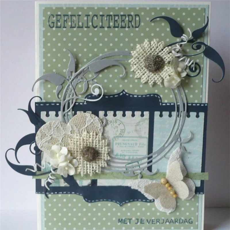 

Eastshape Circular Plant Frame Dies Metal Cutting Dies Scrapbooking Vine Leaves Die Cut for Card Making Craft Dies New 2019