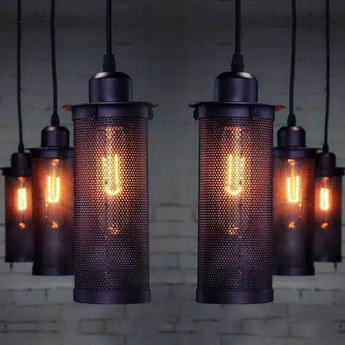 

modern cage Pendant Light Cube Metal Pendant Lights Accessory iron Loft Ceiling industrial retro Hanging Lamp for Home Bar Cafe