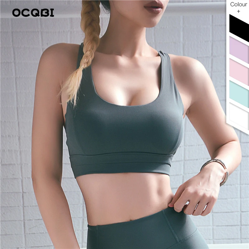 OCQBI women sport bra fitness bra push up shockproof sexy sports tank top Running Yoga Gym fitness adjustable deportivo mujer