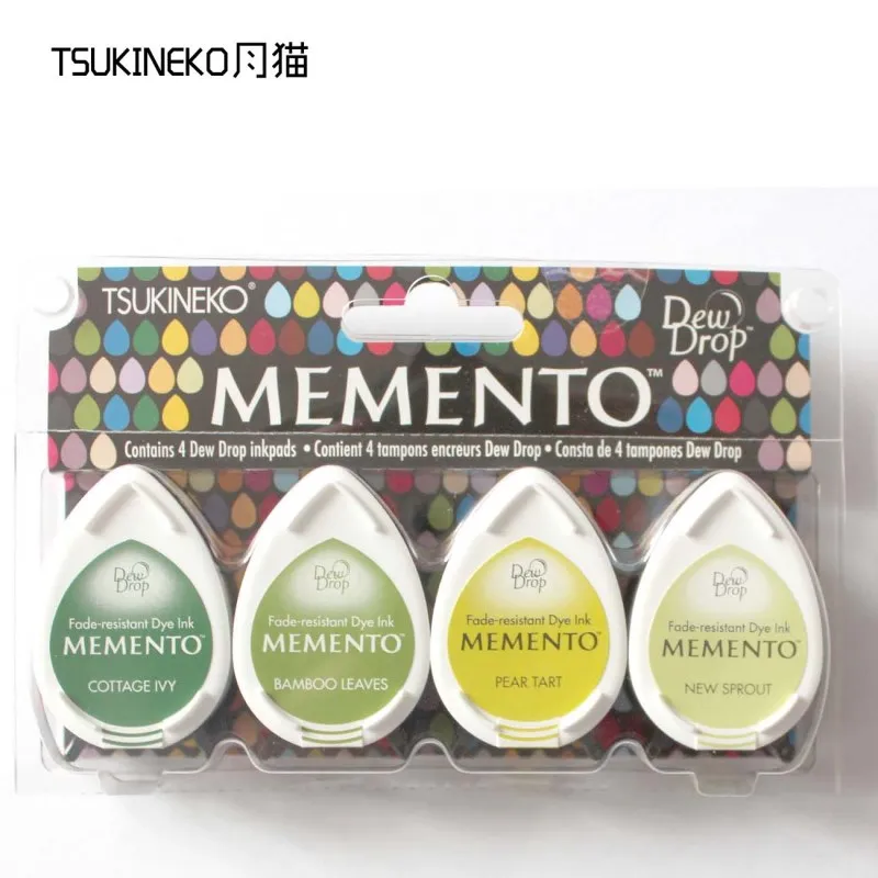 Tsukineko MEMENTO MD, 4 шт., серия водяных капель, резиновый штамп для бумажного ремесла