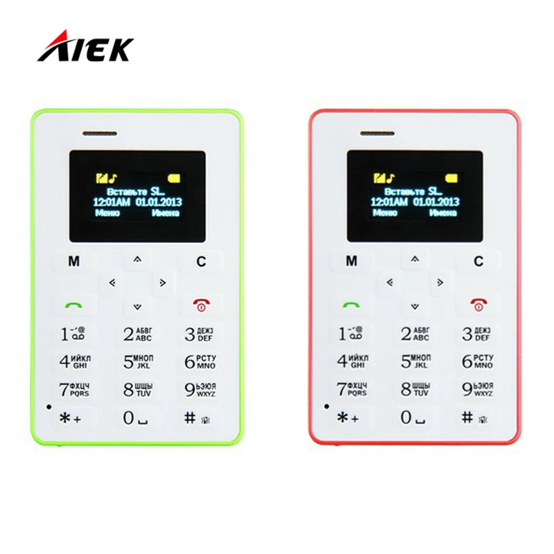 Hottest Mini Card Phone AIEK M5 Color Screen English Russian Arabic Keyboard Cell phone 4 5mm